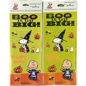 Hallmark Stickeroni Peanuts Holographic Halloween Stickers 2 pkgs of 4 NOS‎